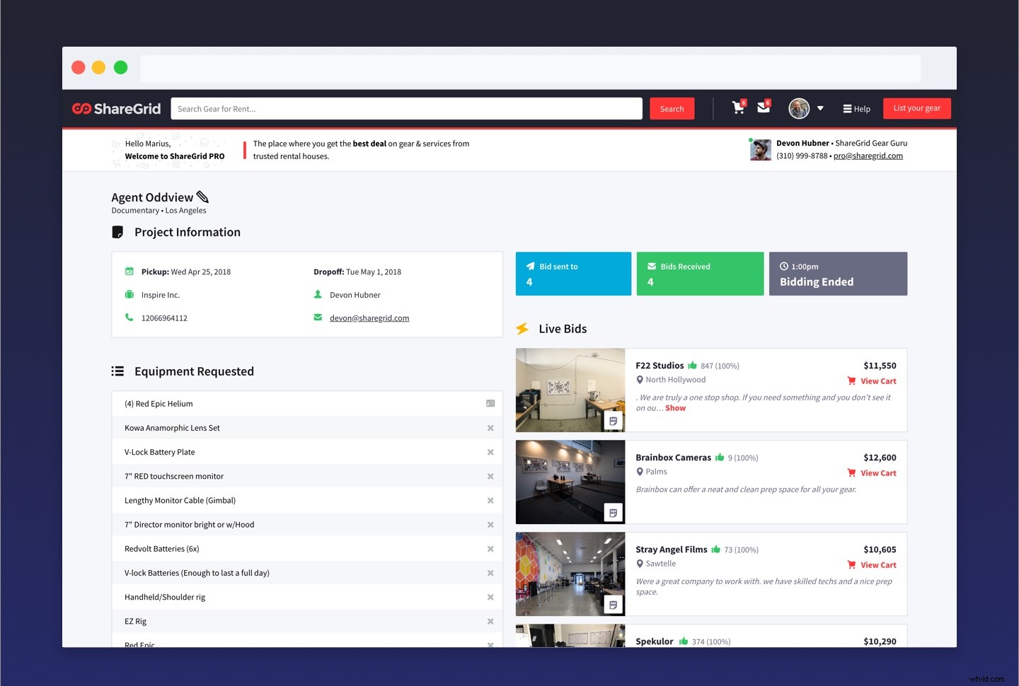Revolutionize Your Film Production: Live Rental Bids with ShareGrid PRO