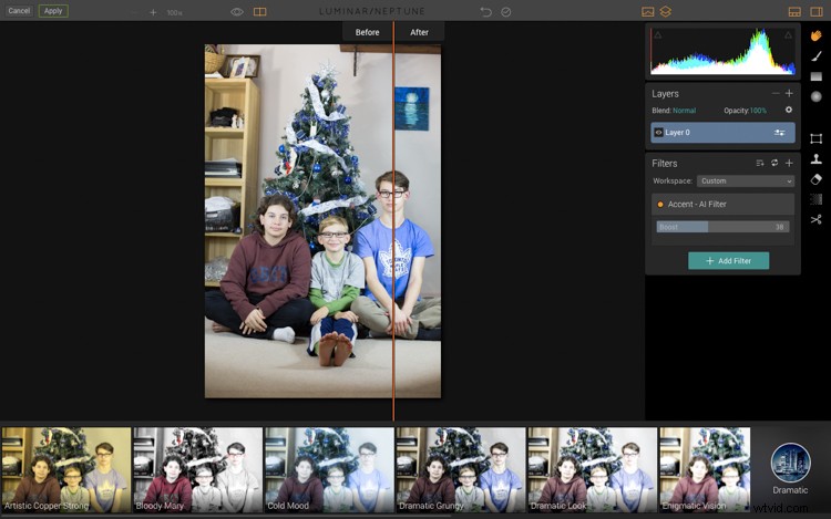 Effortlessly Enhance Holiday Photos with Luminar’s Accent AI Filter: Quick Guide