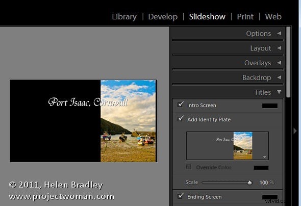 Create Custom Slideshow Titles Using Identity Plates in Lightroom