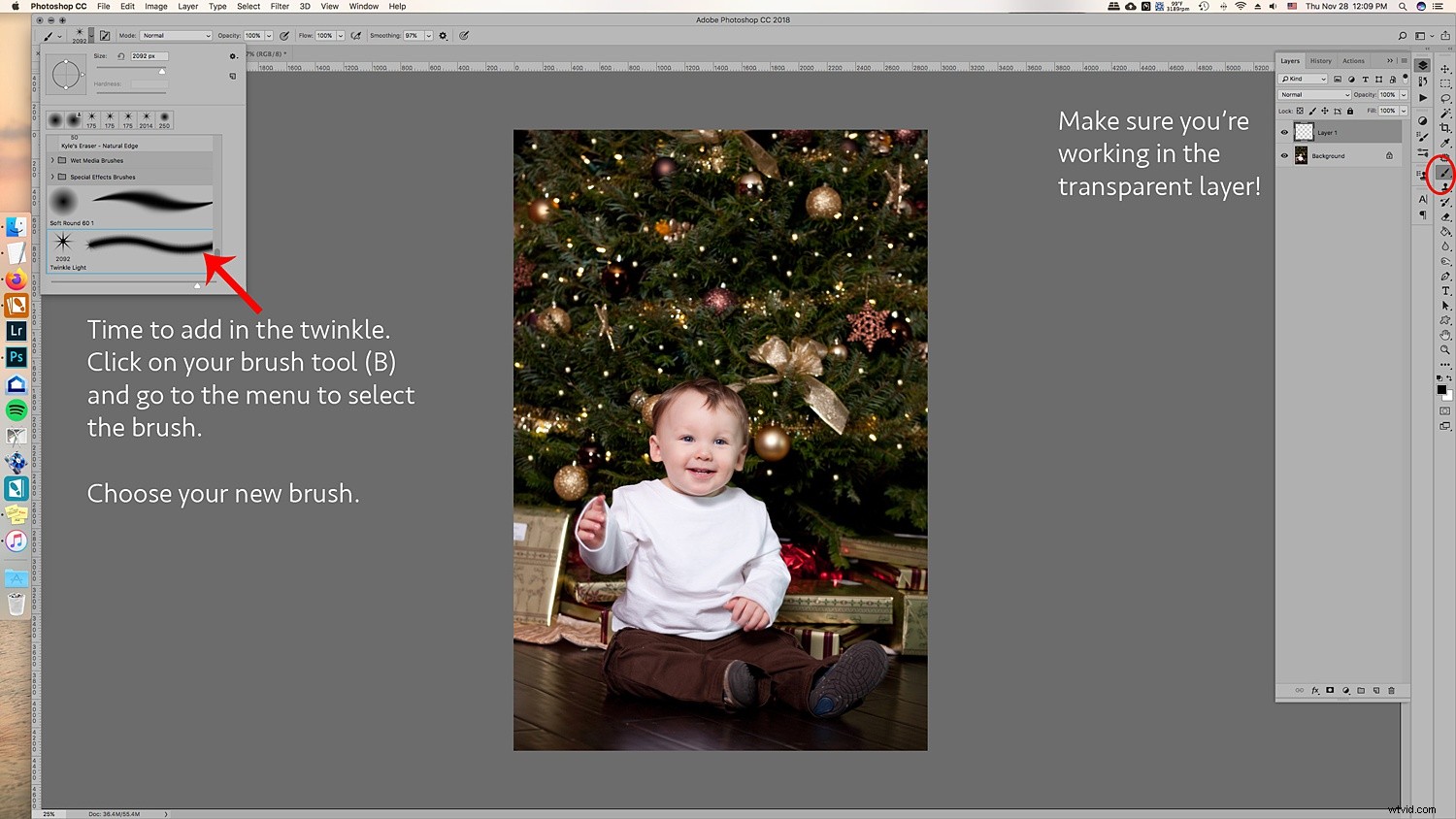 Create Stunning Twinkle Lights for Christmas Tree Portraits in Photoshop