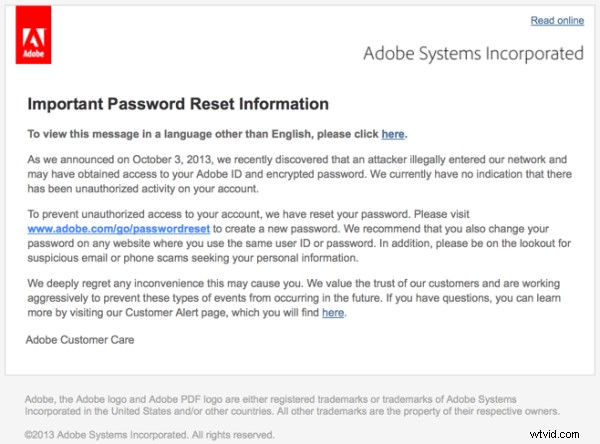 Adobe Password Reset Emails: A Serious Security Concern for Users