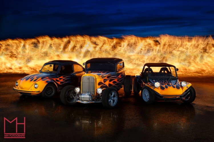 Behind the Flames: How We Captured the Epic Hot Rod Shot from Concept to Print