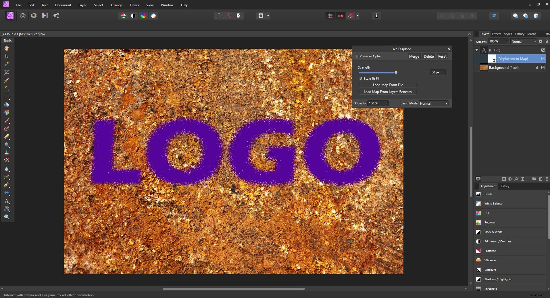 Master Displacement Maps in Affinity Photo: Create Realistic Text Blends Effortlessly