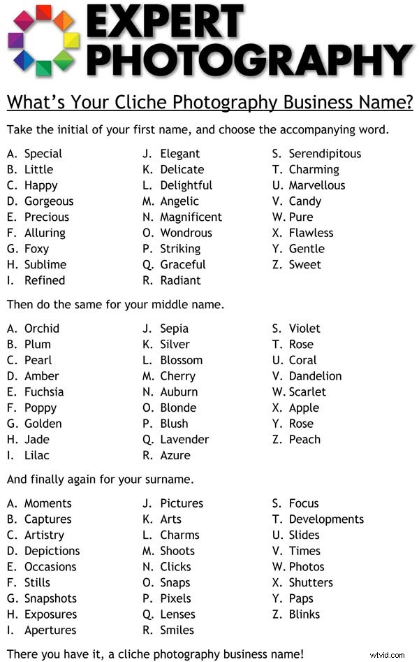 Fun Cliché Photography Business Name Generator: Hilarious Ideas Await!