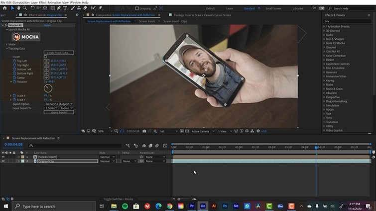 Master Screen Replacement with Realistic Reflections in Adobe After Effects