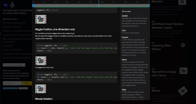 Ultimate After Effects Expressions Cheat Sheet: Essential Quick Reference Guide