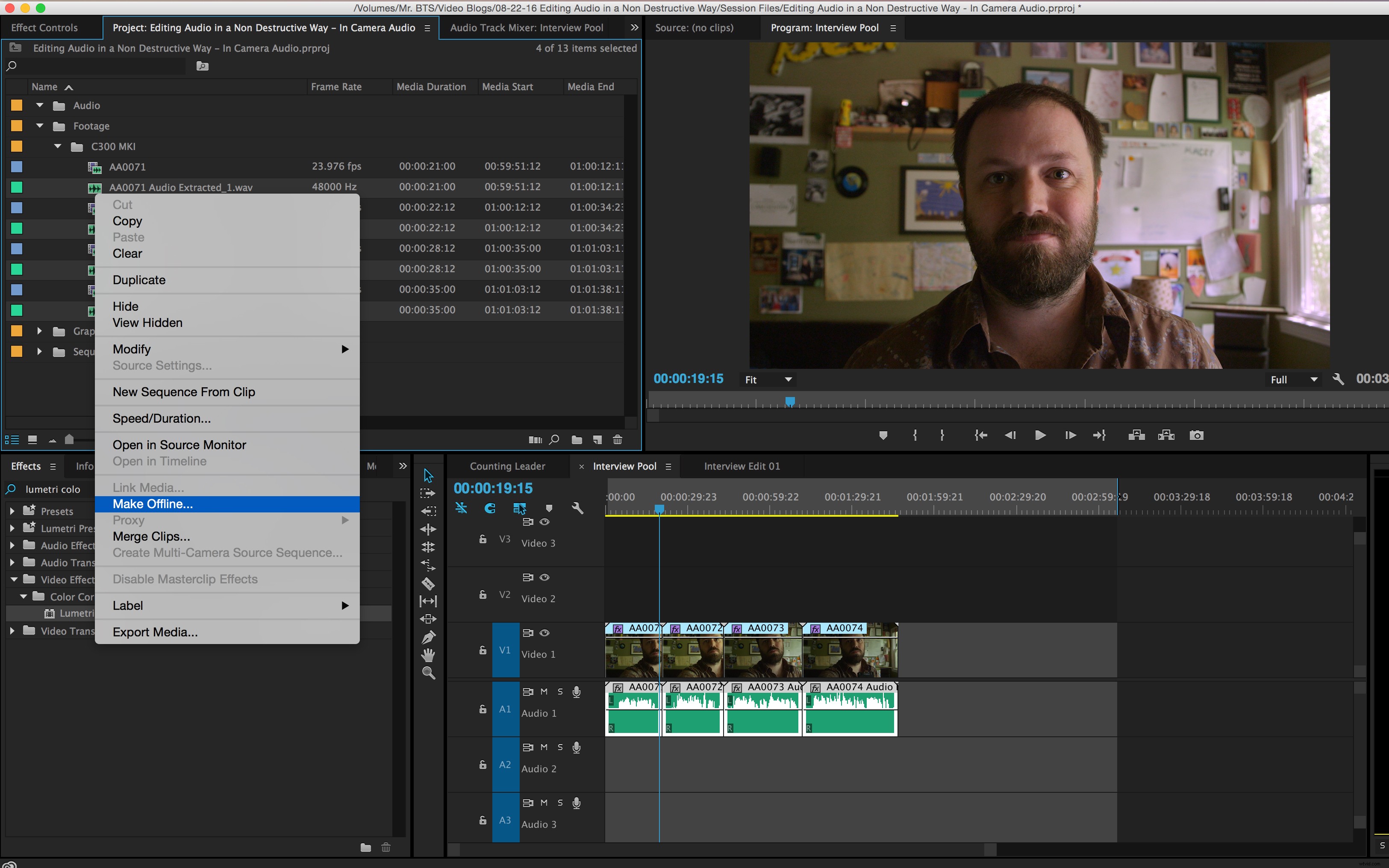 Efficiently Edit Multiple Internal Camera Audio Files Simultaneously in Premiere Pro & Audition