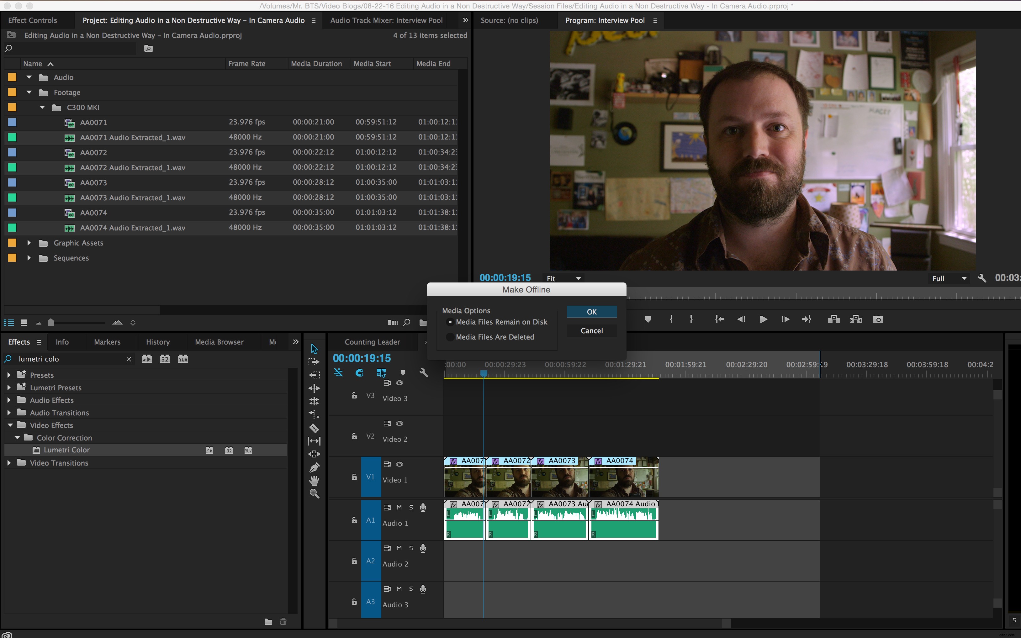 Efficiently Edit Multiple Internal Camera Audio Files Simultaneously in Premiere Pro & Audition
