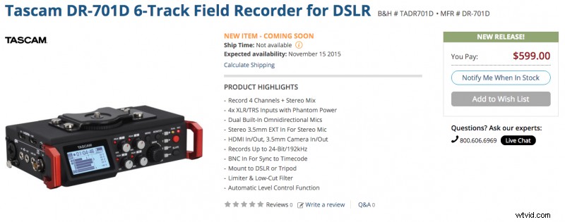 Tascam DR-701D: Professional Multi-Track Field Recorder with HDMI and Timecode Inputs