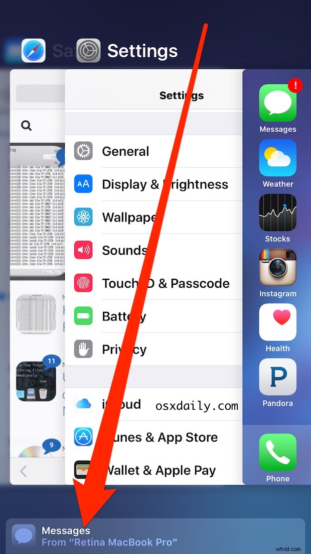 Quickly Access Handoff on iOS from the Multitasking Screen