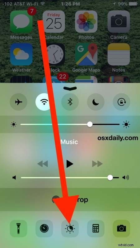 Quickly Toggle Night Shift On or Off from Control Center on iPhone and iPad
