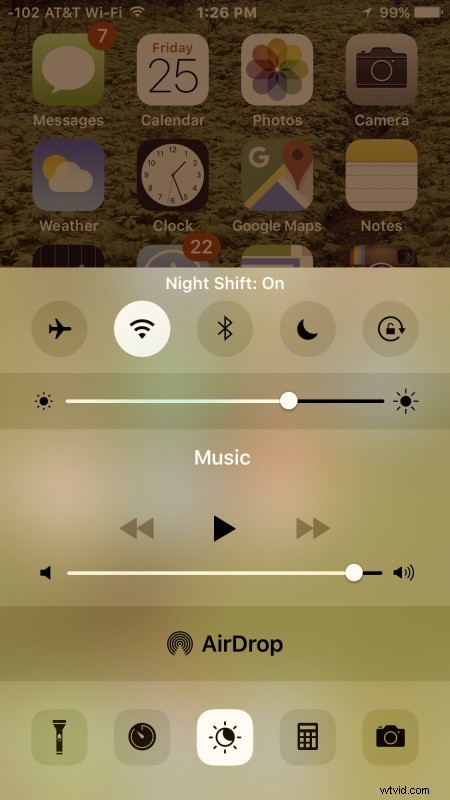 Quickly Toggle Night Shift On or Off from Control Center on iPhone and iPad