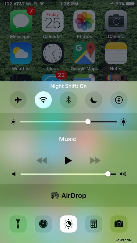 Quickly Toggle Night Shift On or Off from Control Center on iPhone and iPad