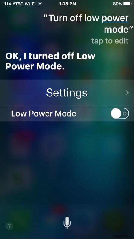 Easily Toggle iPhone Low Power Mode On and Off with Siri