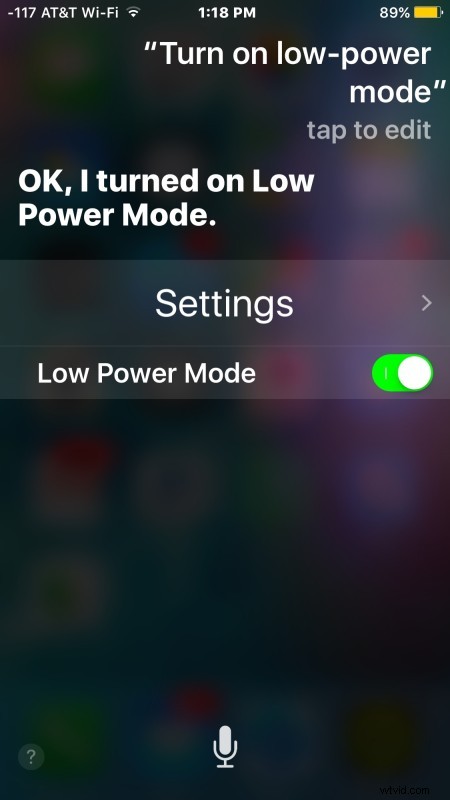 Easily Toggle iPhone Low Power Mode On and Off with Siri