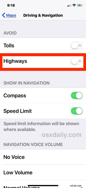 How to Enable or Disable  Avoid Highways  in Apple Maps on iPhone