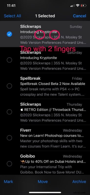 How to Quickly Multi-Select Emails, Messages, Notes & Files on iPhone & iPad with Two-Finger Tap & Drag