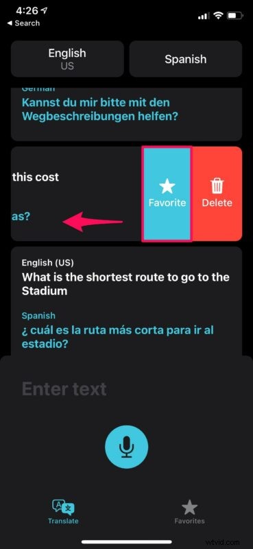 How to Save Favorite Translations in the iPhone Translate App
