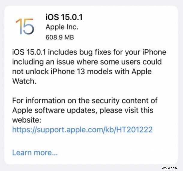 Apple Releases iOS 15.0.1: Fixes Apple Watch Unlock, Storage Errors & Fitness+ Issues