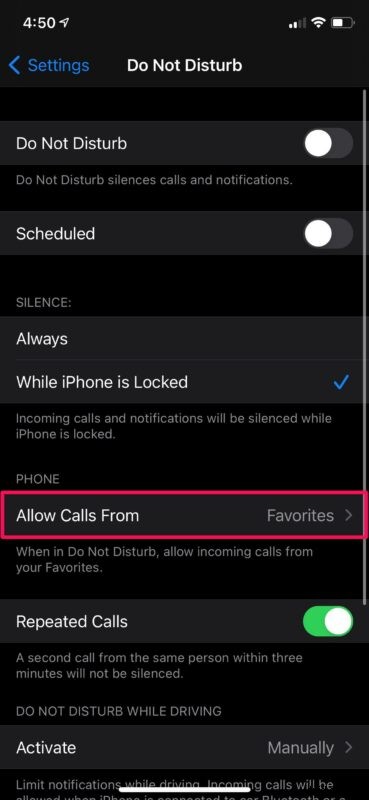 How to Silence Calls from Favorites During iPhone Do Not Disturb or Focus Mode
