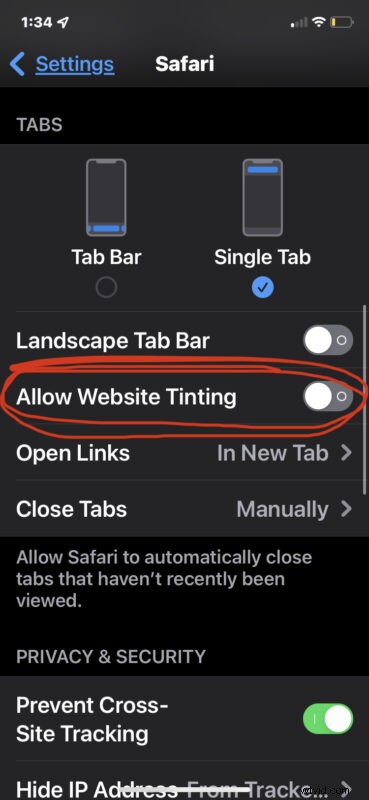 How to Disable Safari Address Bar Color Tint on iPhone and iPad: Easy Steps