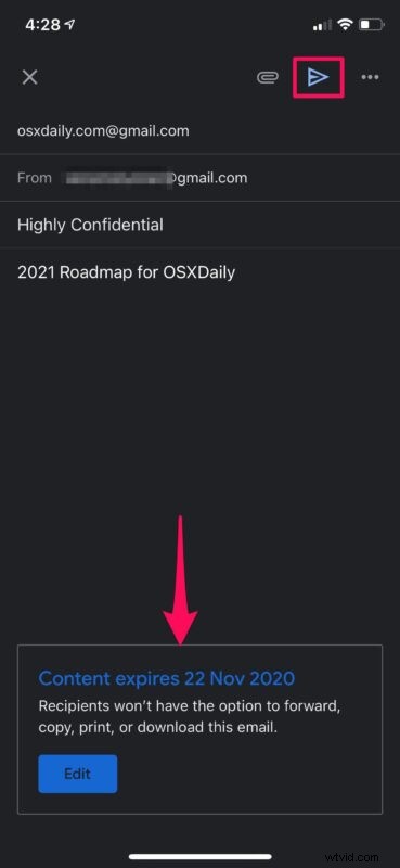 How to Send Confidential Expiring Emails with Gmail on iPhone and iPad