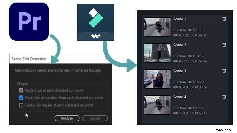 Filmora vs. Premiere Pro: Scene Edit Detection Comparison