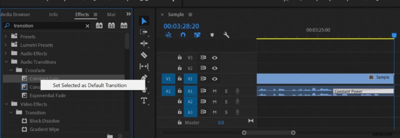 Premiere Pro: Easily Fade Out Audio with Default Transitions